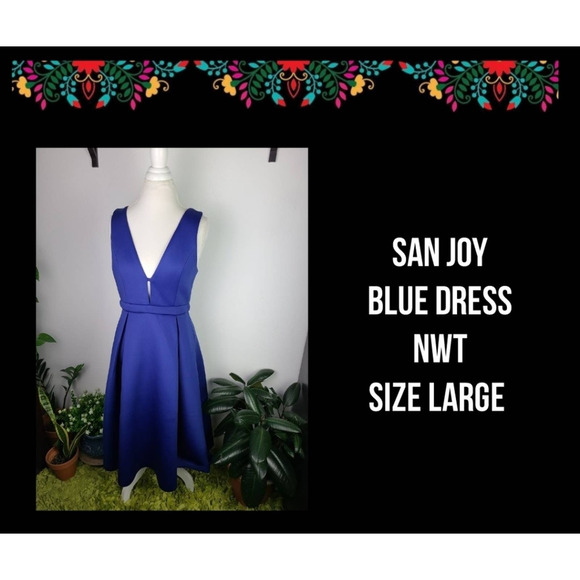 NWT | SAN JOY | DEEP V-NECK DRESS - Picture 1 of 13